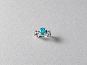 Aqua opal silver ring alternate view