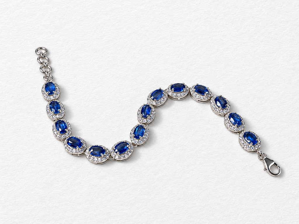 Blue gemstone silver bracelet