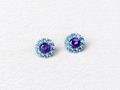 Blue gemstone silver earrings front view