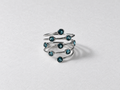 Blue gemstone layered silver ring front view
