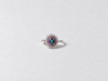 Blue purple halo silver ring view 1