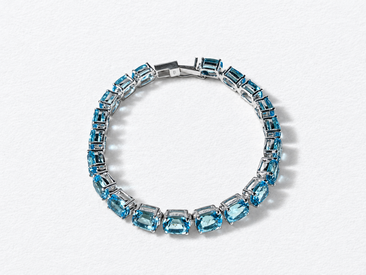 Blue gemstone silver bracelet
