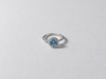 Blue topaz halo silver ring front view