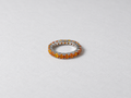Fire opal eternity silver ring front view