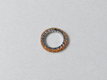 Fire opal eternity silver ring top view