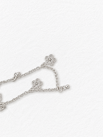 Handcrafted silver floral bracelet detail view