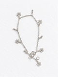 Handcrafted silver floral bracelet front view