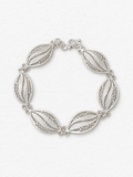 Handcrafted silver leaf bracelet front view