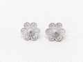 Handcrafted silver filigree floral earrings front view