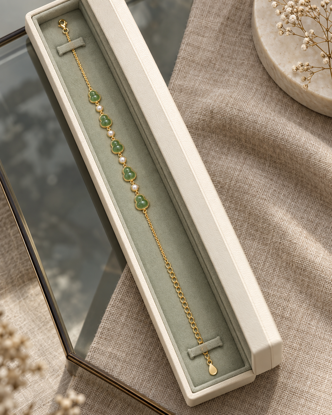 Hetian Jade Jewelry 02 displayed in jewelry box