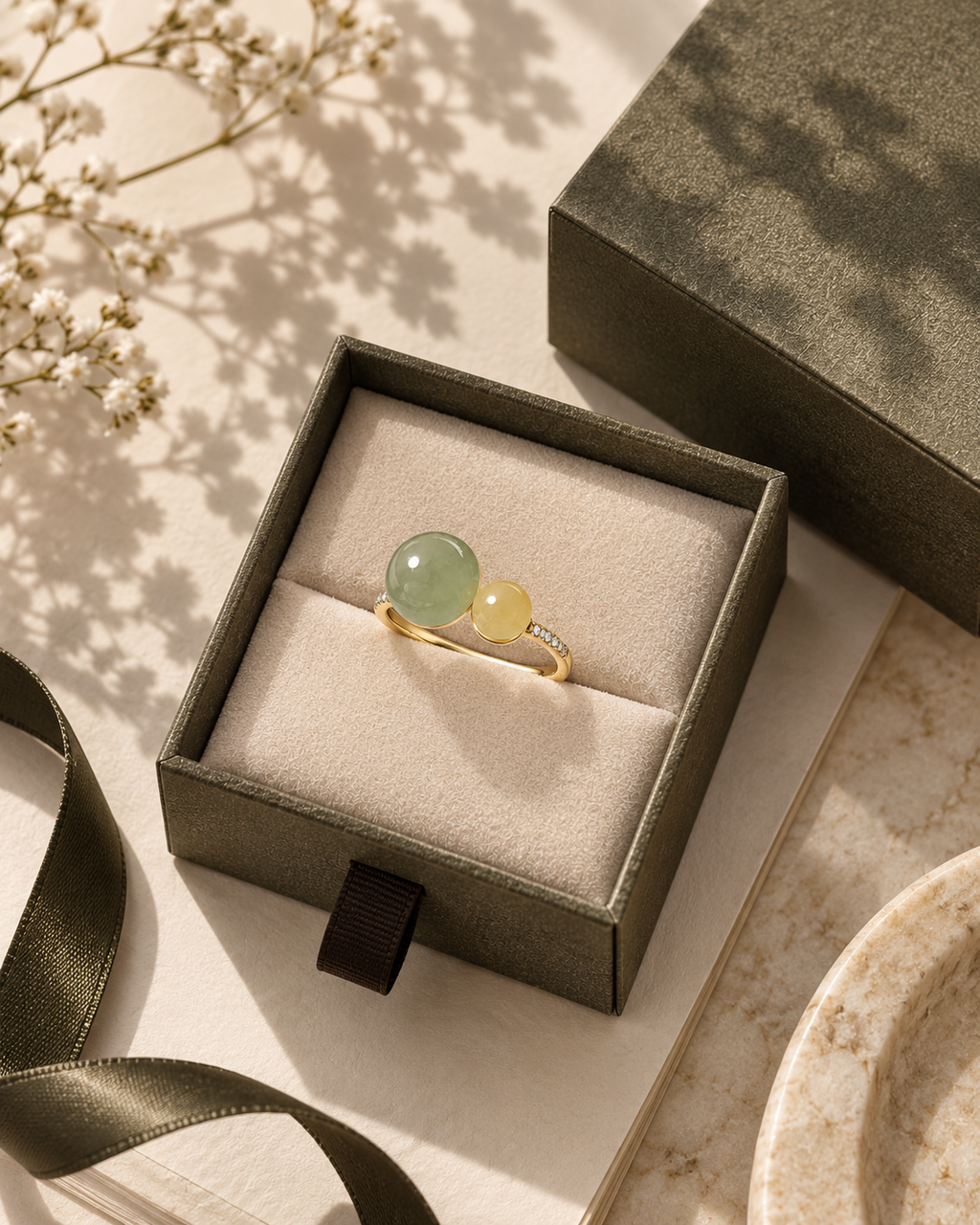 Hetian Jade Jewelry 06 displayed in jewelry box