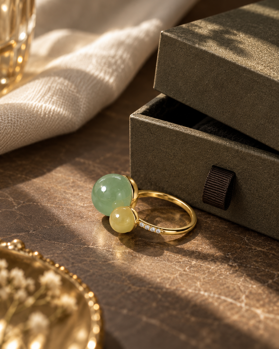Hetian Jade Jewelry 06 ring in open box