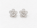 Handcrafted silver floral earrings front view