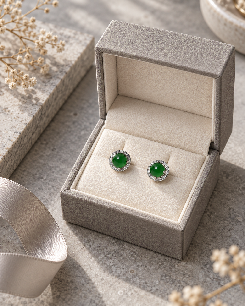 Jadeite Jewelry 01 earrings in presentation box