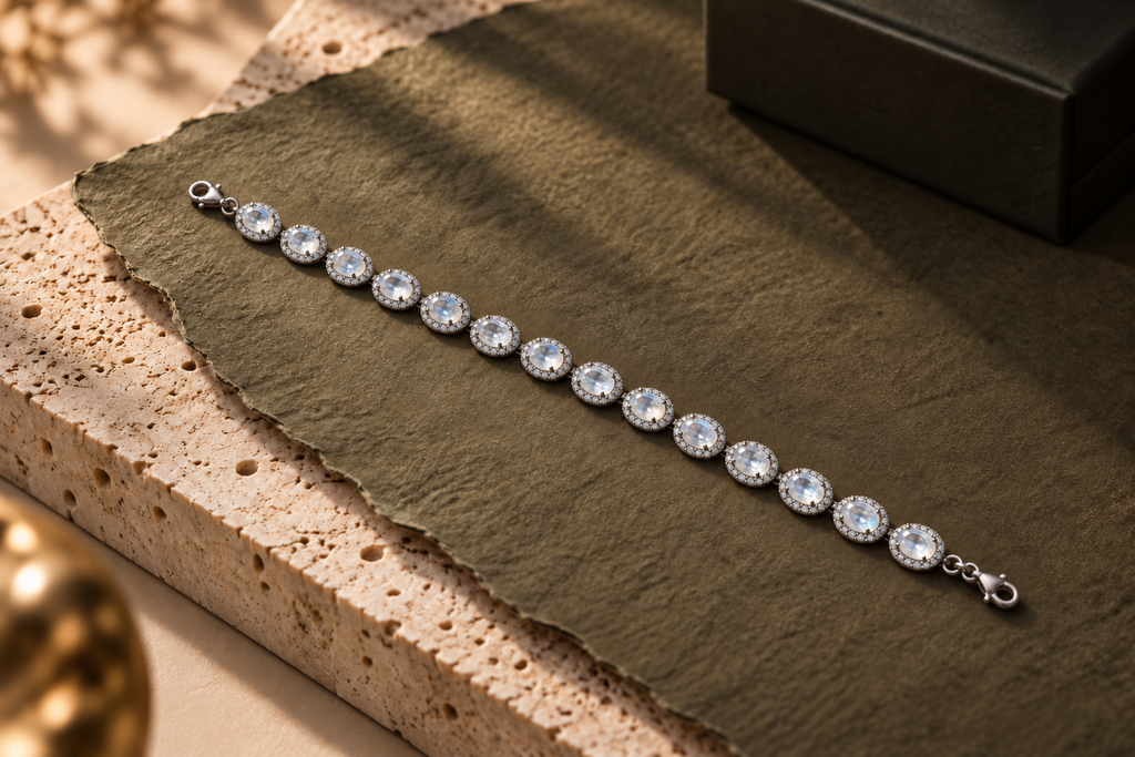 Moonstone silver bracelet lifestyle photo 1
