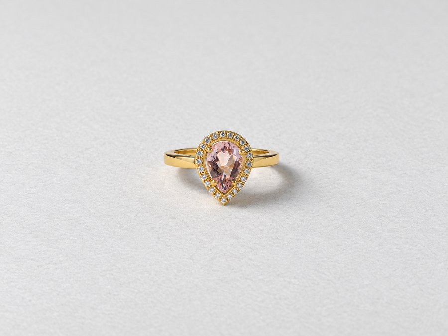 Morganite Halo Gold Ring