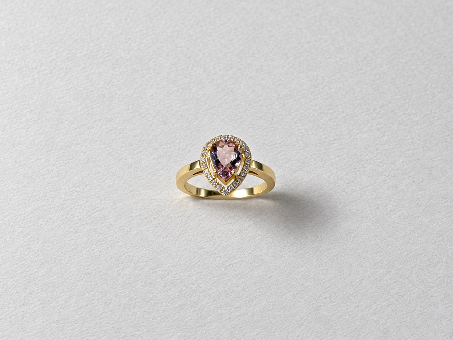 Morganite Halo Gold Ring