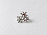 Multicolor Floral Silver Ring
