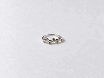 Multicolor gemstone silver ring front view