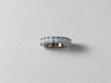 Opal full band silver ring side view