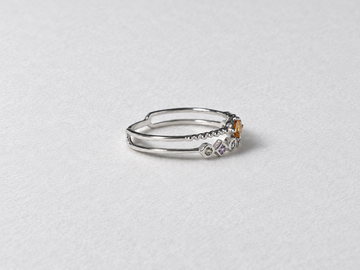 Orange purple gemstone silver ring view 2