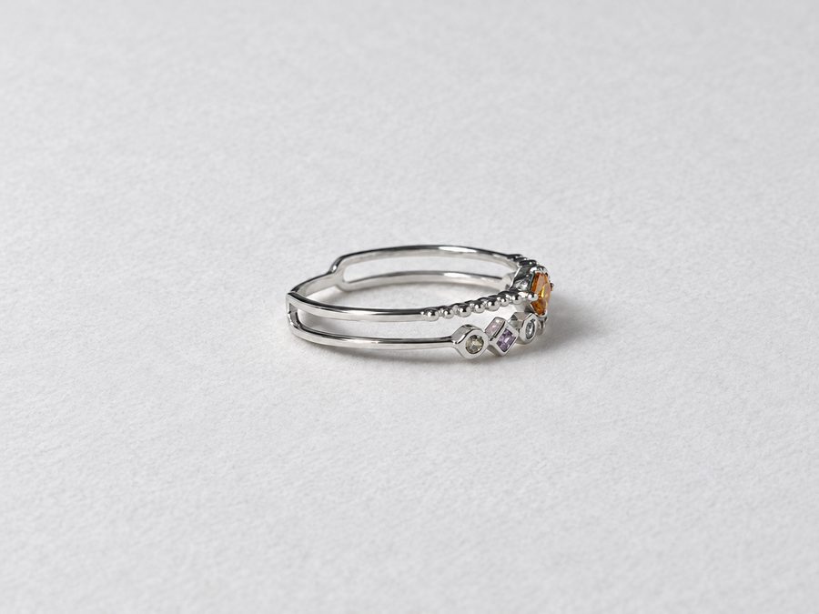 Orange Purple Gemstone Silver Ring