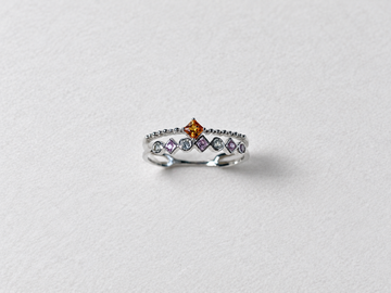 Orange purple gemstone silver ring view 3