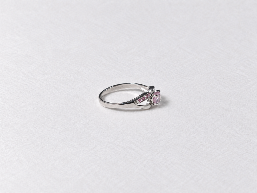 Pink Center Stone Silver Ring