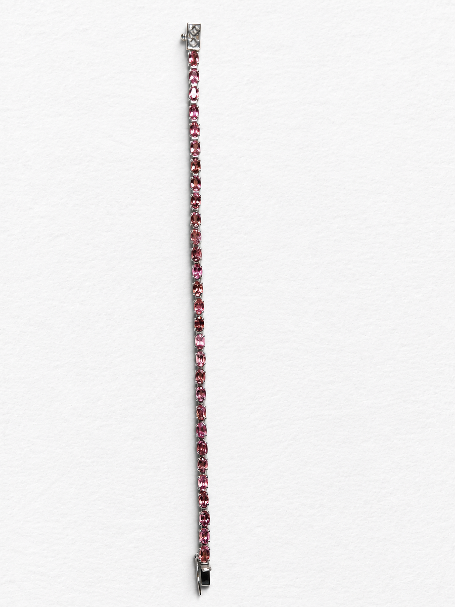 Pink Garnet Silver Bracelet