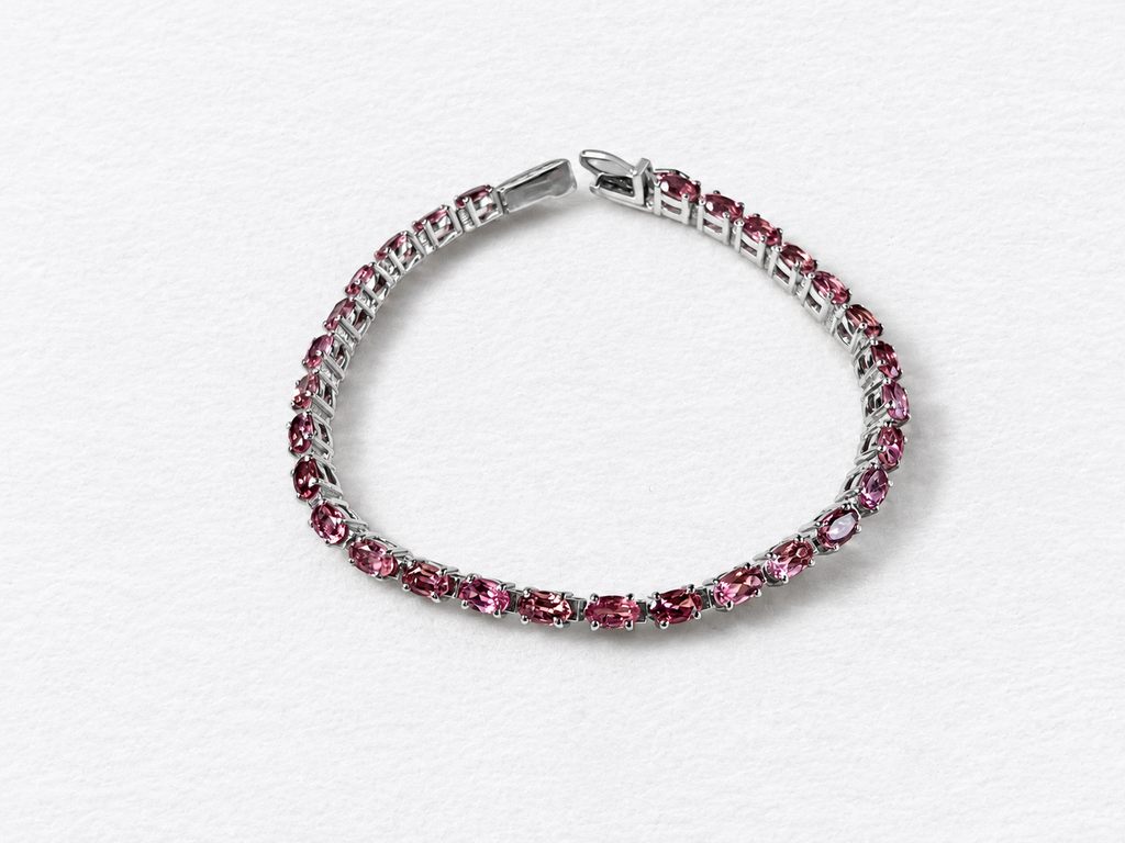 Pink gemstone silver bracelet