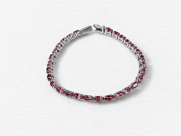 Pink gemstone silver bracelet