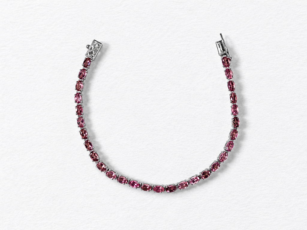 Pink gemstone silver bracelet