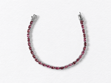 Pink gemstone silver bracelet