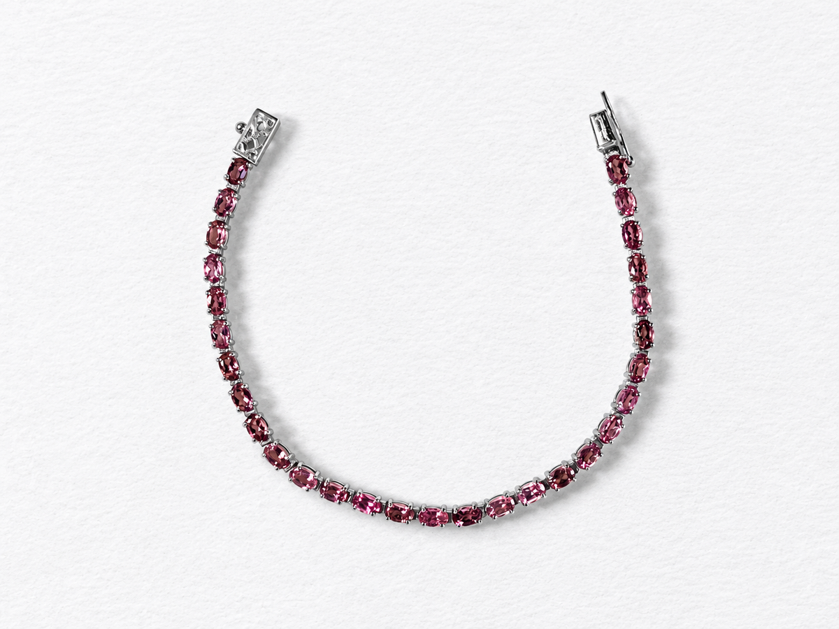 Pink gemstone silver bracelet