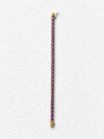 Pink gemstone gold bracelet view 3