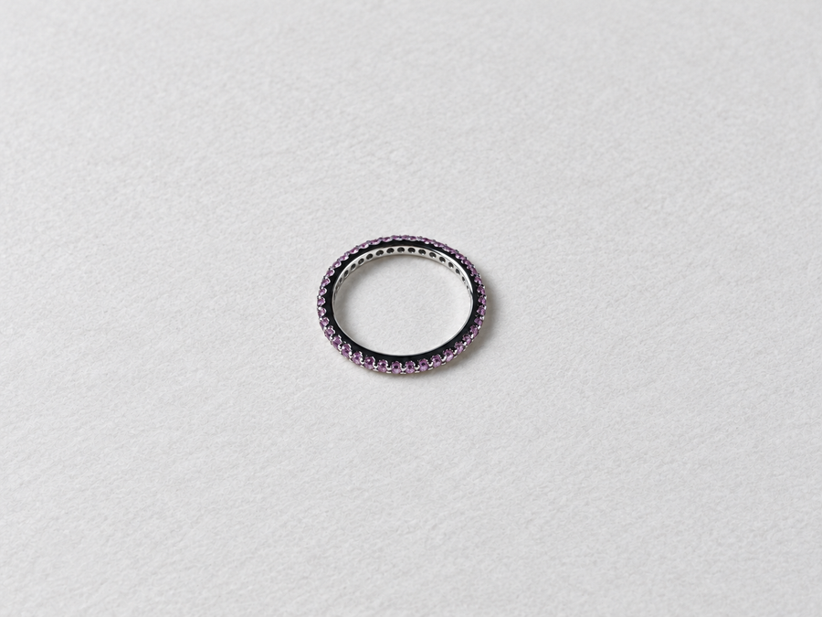 Pink Gemstone Eternity Silver Ring
