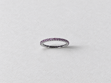 Pink gemstone eternity silver ring view 3
