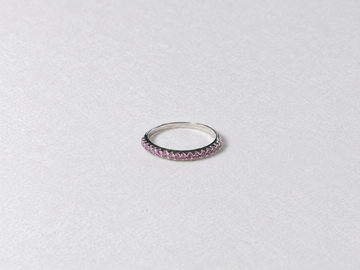 Pink gemstone eternity silver ring view 4