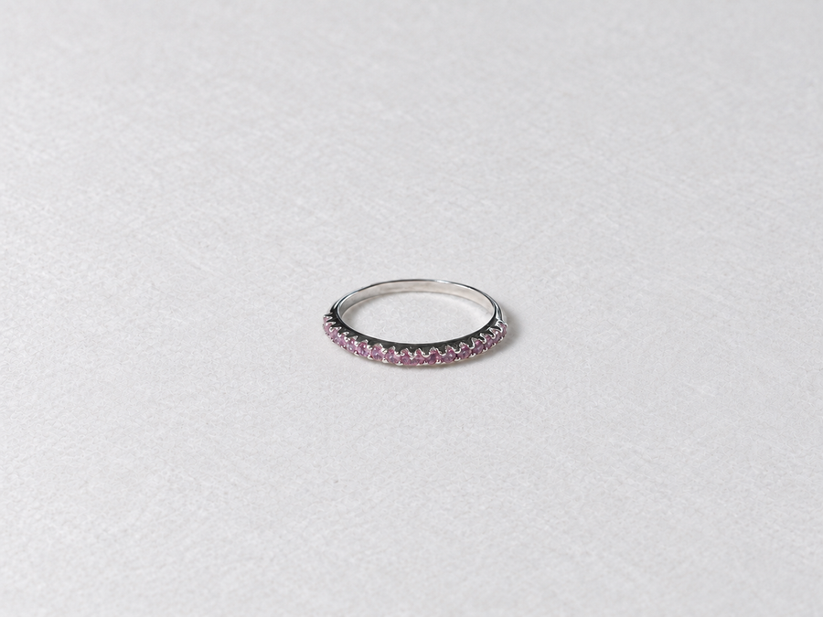 Pink Gemstone Eternity Silver Ring