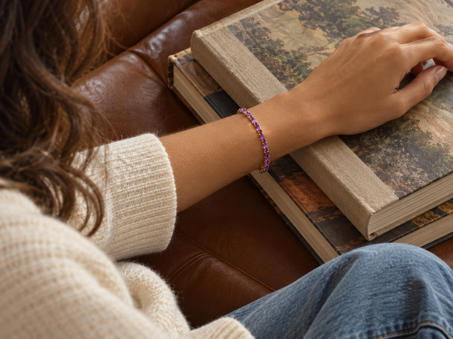 Pink Gemstone Gold Bracelet