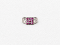 Pink gemstone silver ring front view