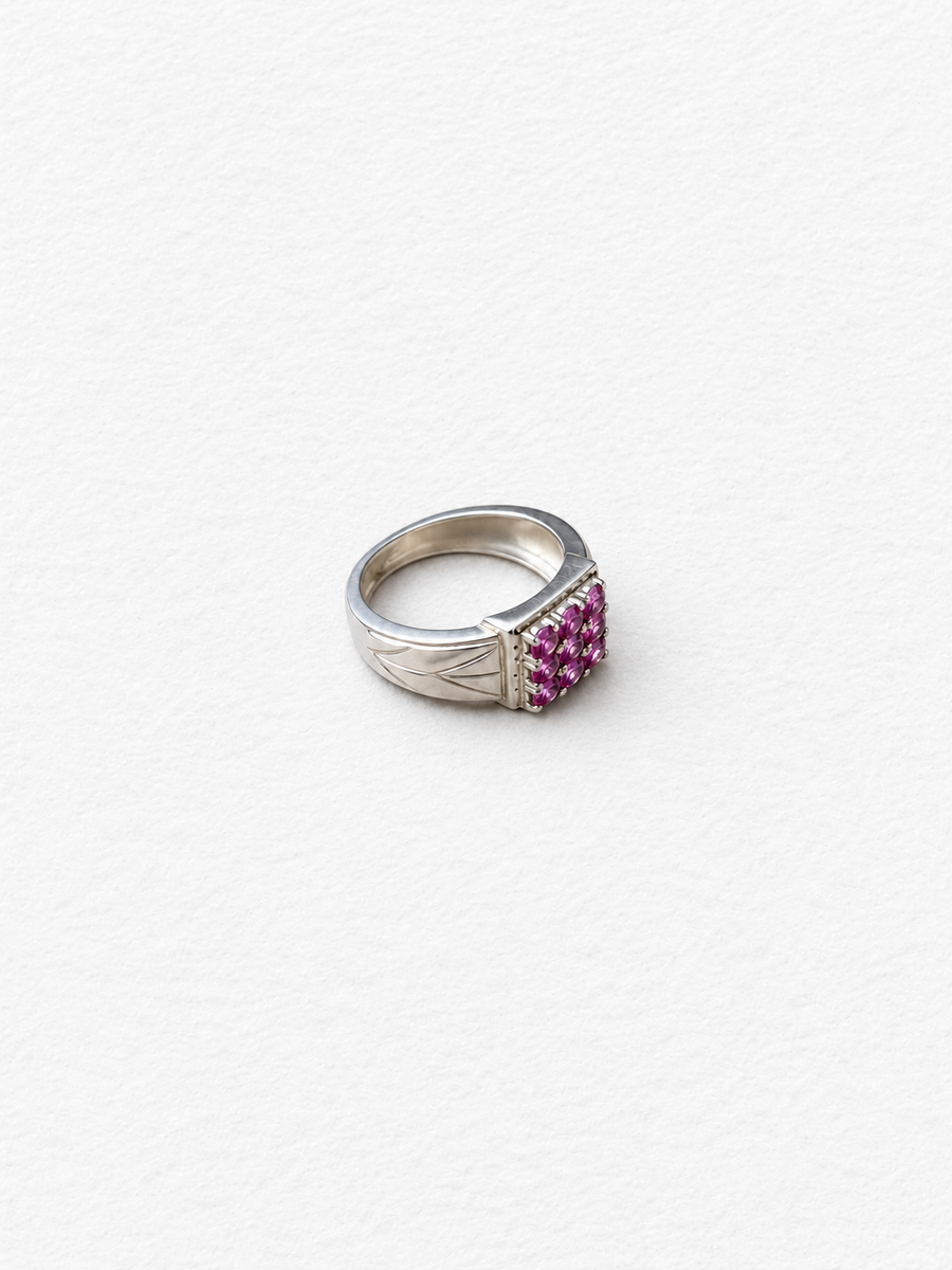 Pink Gemstone Silver Ring