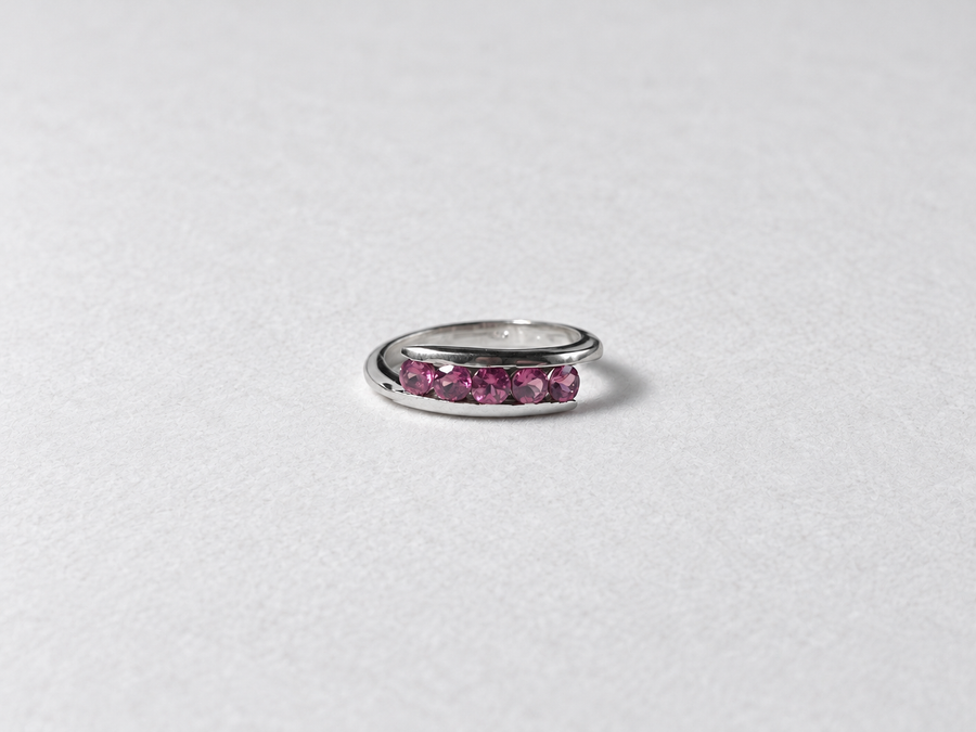 Pink Gemstone Silver Band Ring