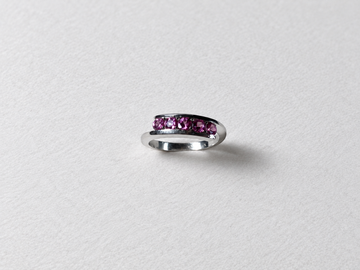 Pink gemstone silver band ring alternate view