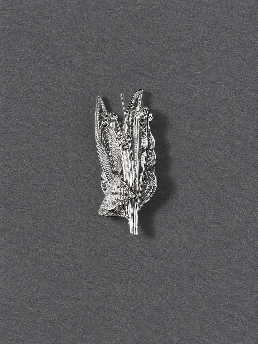 Silver botanical brooch