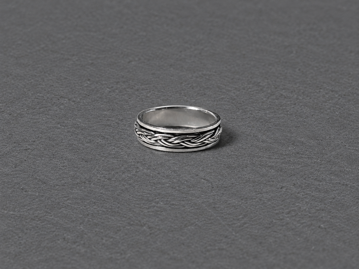 Silver braided ring