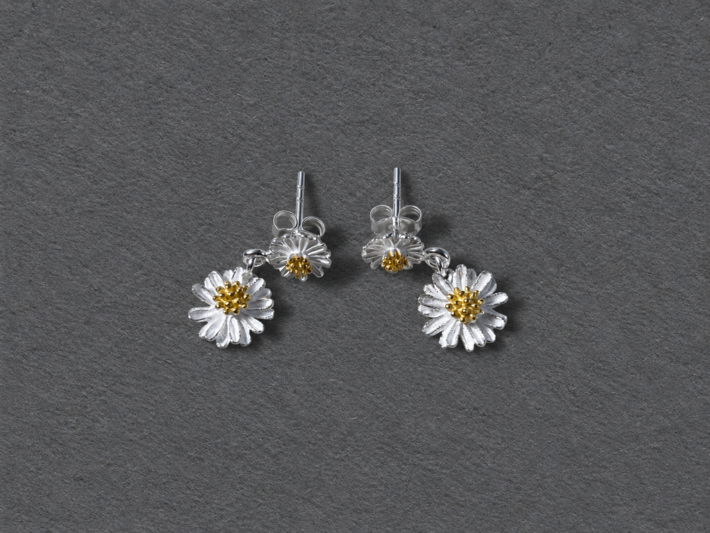 Silver daisy earrings
