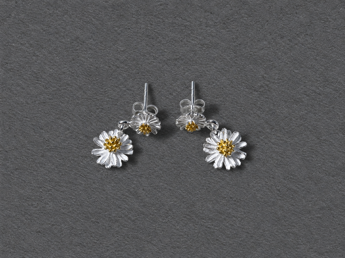 Silver daisy earrings