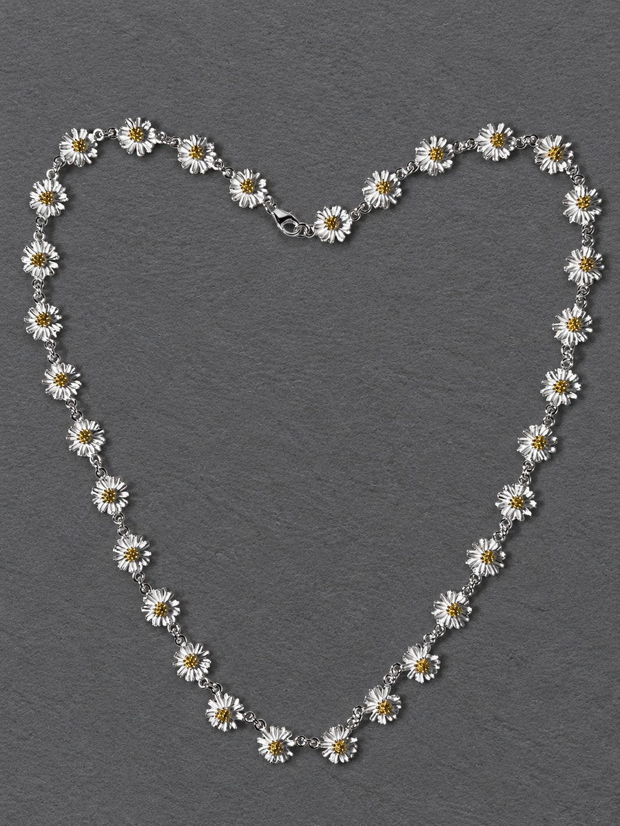 Silver Daisy Long Necklace