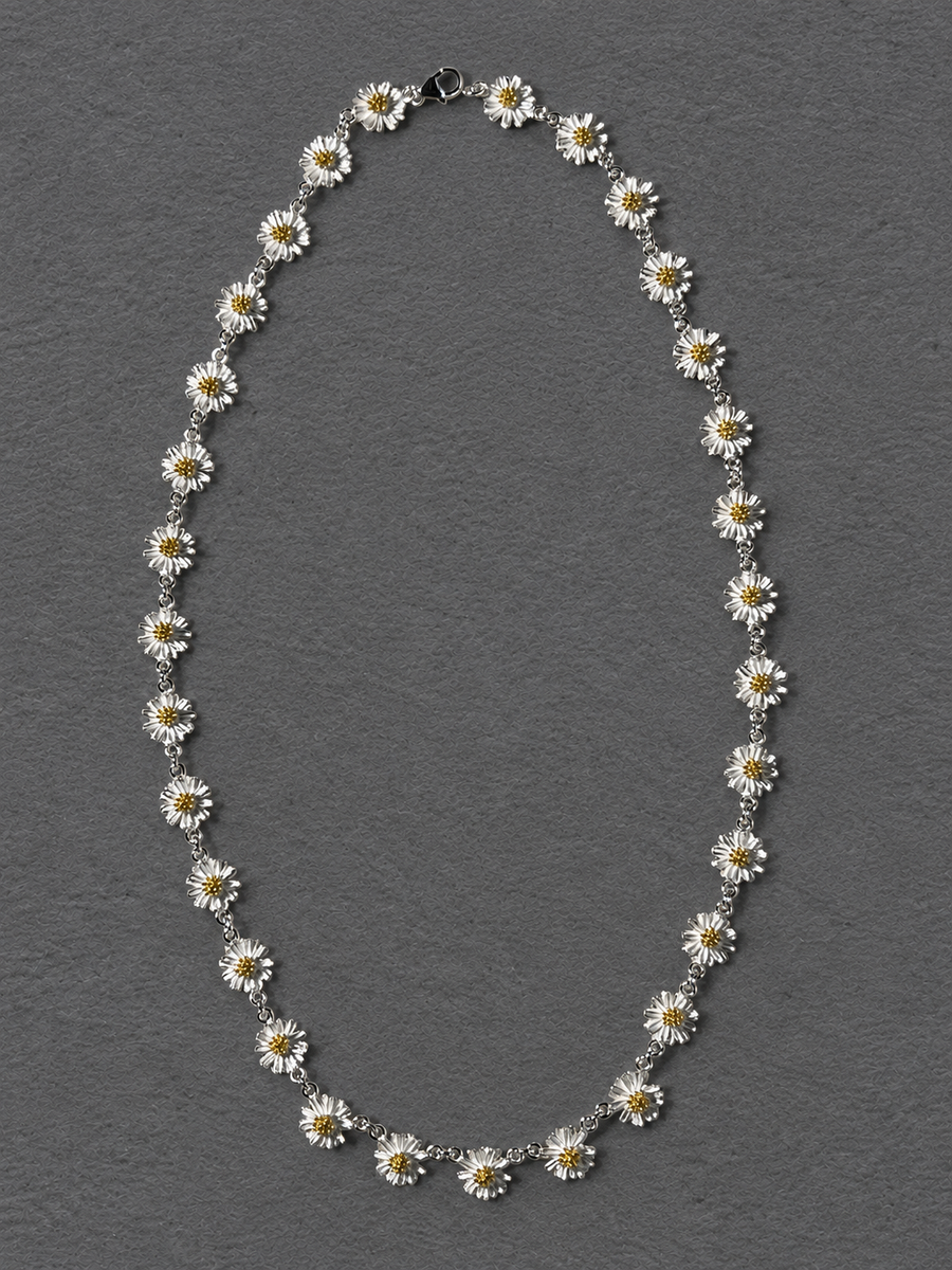 Silver Daisy Long Necklace